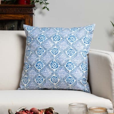Cordoba Print Cushion in Indigo Blue