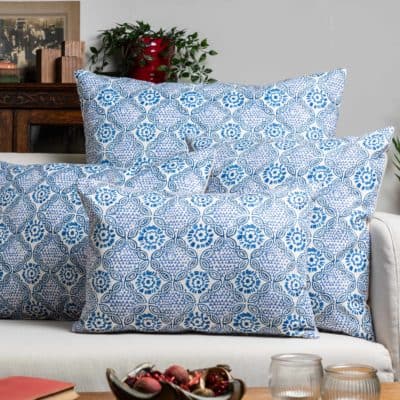 Cordoba Print Cushion in Indigo Blue