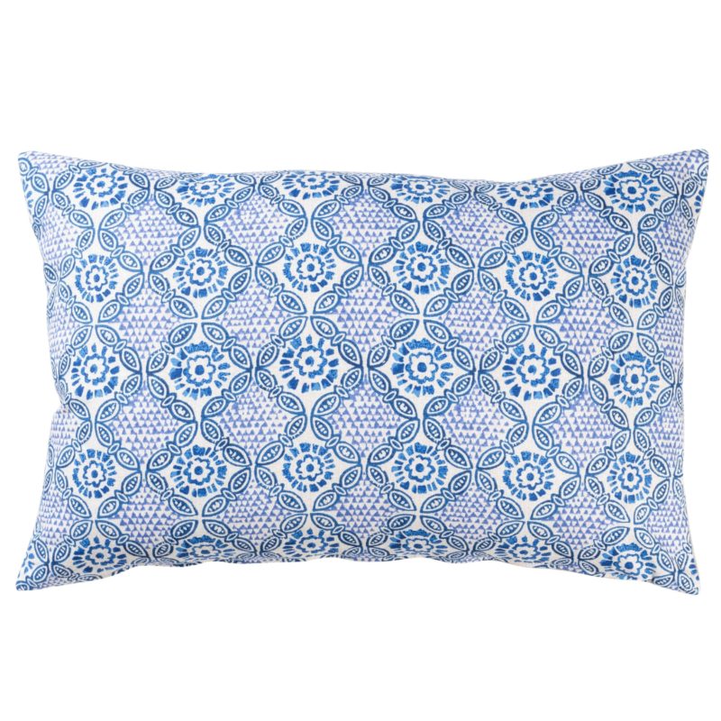 Cordoba Print XL Rectangular Cushion in Indigo Blue