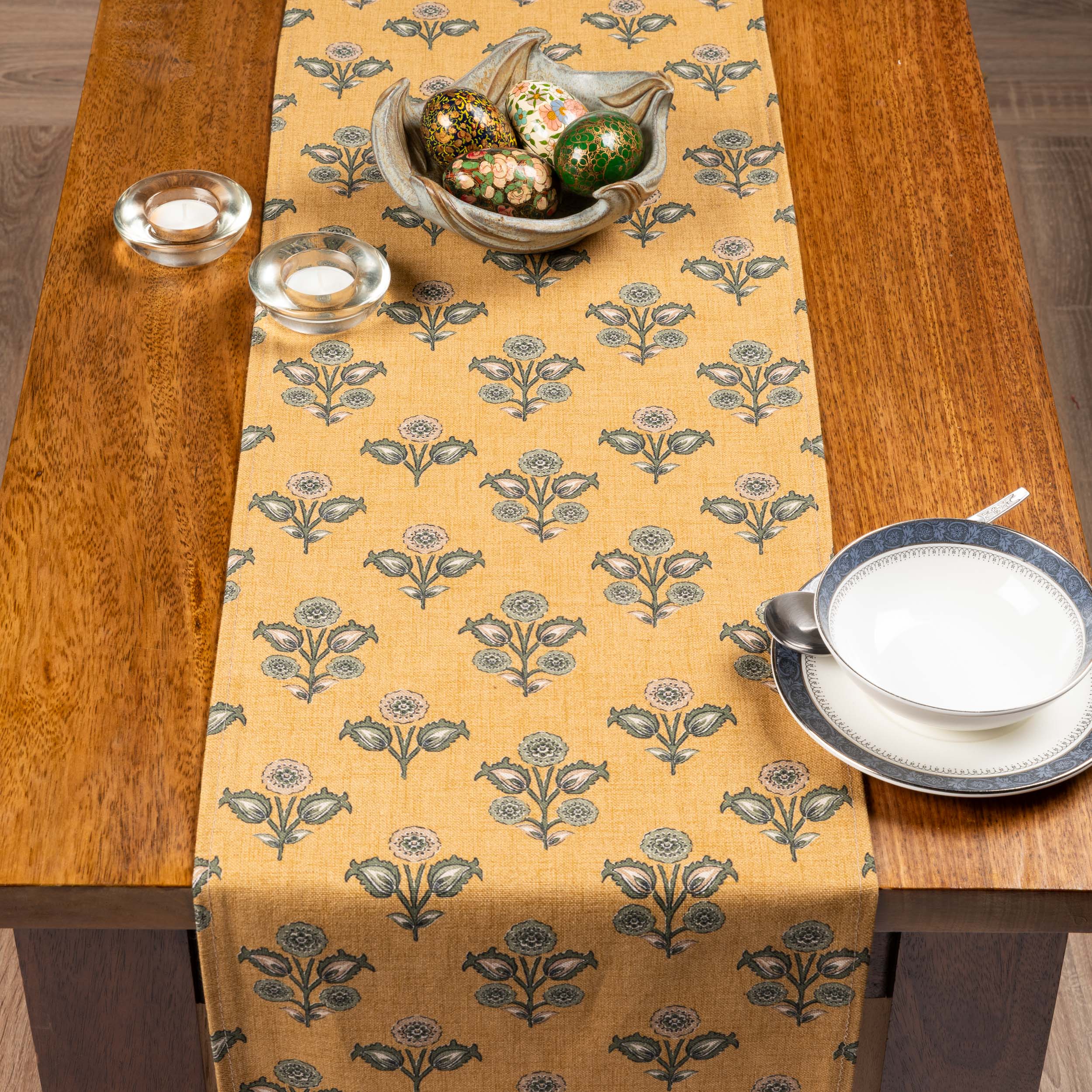 Jaipur Ochre Linen Blend Table Runner
