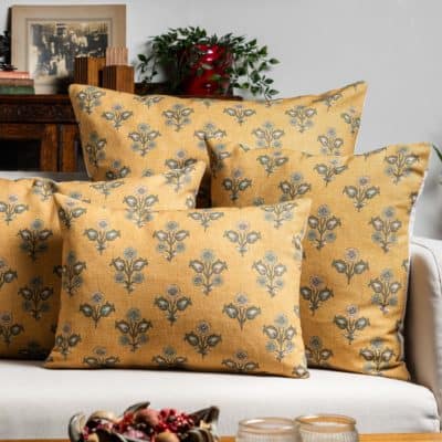Jaipur Ochre Linen Blend Extra-Large Cushion