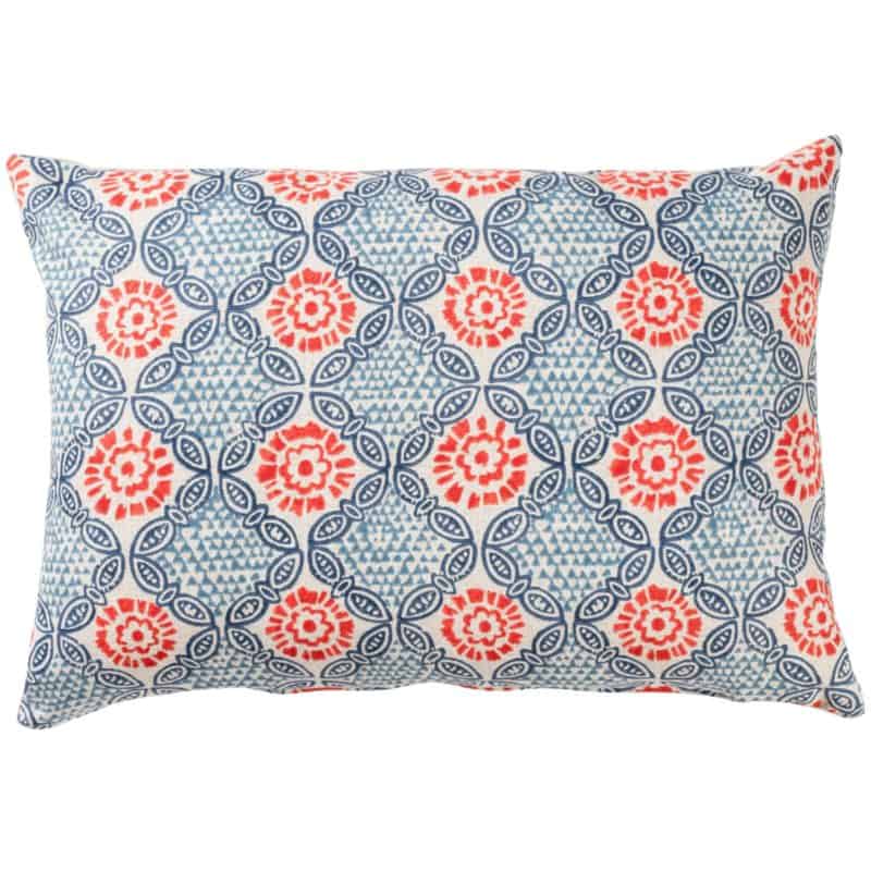 Cordoba Print Boudoir Cushion in Spice and Navy Blue