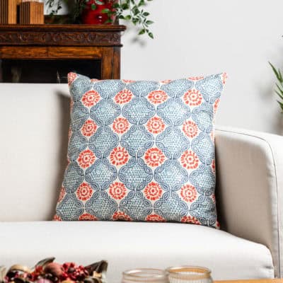 Cordoba Print Cushion in Spice and Navy Blue