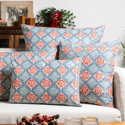 Cordoba Print Cushion in Spice and Navy Blue