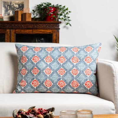Cordoba Print XL Rectangular Cushion in Spice and Navy Blue