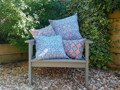 Cordoba Print XL Rectangular Cushion in Spice and Navy Blue