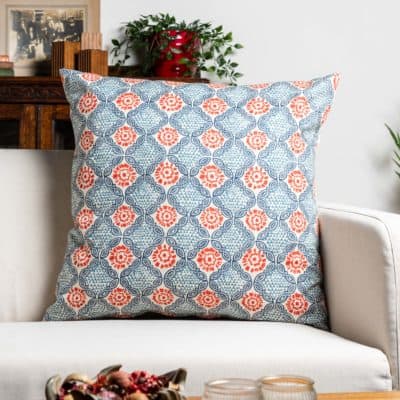 Cordoba Print Extra-Large Cushion in Spice and Navy Blue