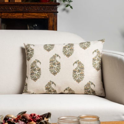 Kashmir Paisley Linen Blend Boudoir Cushion