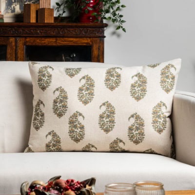 Kashmir Paisley Linen Blend XL Rectangular Cushion