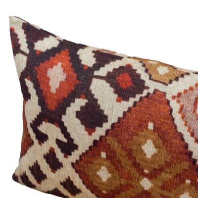 Linen Kilim XL Rectangular Cushion in Terracotta