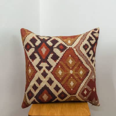 Linen Kilim Extra-Large Cushion in Terracotta