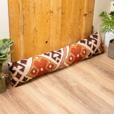 Linen Kilim Draught Excluder in Terracotta