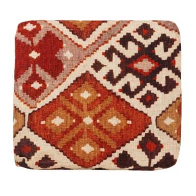 Linen Kilim Firm Foam Seat Pad in Terracotta