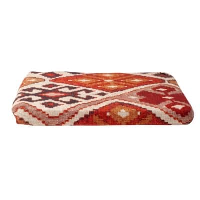 Linen Kilim Firm Foam Seat Pad in Terracotta