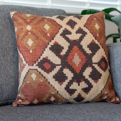 Linen Kilim Cushion in Terracotta