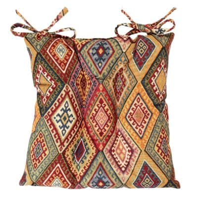 Kilim Weave Quilted Seat Pad in Vintage