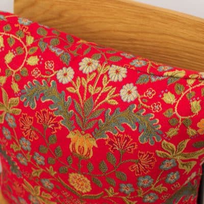 Morris Style Leaves and Berries Cushion in Red