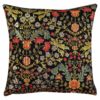 Morris Style Leaves and Berries Cushion in Black