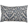 Textured Linen Blend Abstract Ikat XL Rectangular Cushion Cover in Marine Blue
