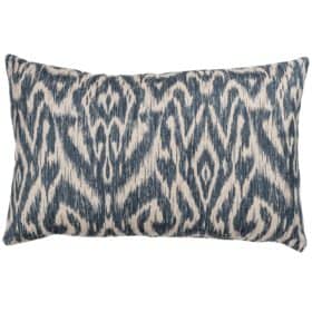 Textured Linen Blend Abstract Ikat XL Rectangular Cushion Cover in Marine Blue