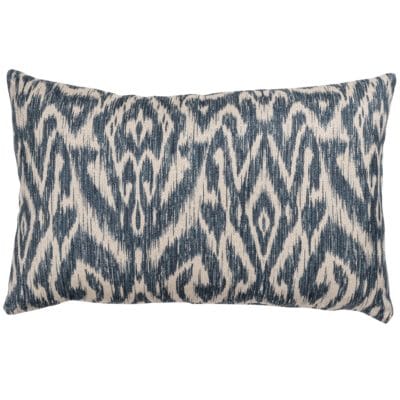 Textured Linen Blend Abstract Ikat XL Rectangular Cushion Cover in Marine Blue