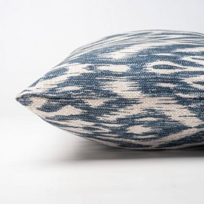 Textured Linen Blend Abstract Ikat XL Rectangular Cushion Cover in Marine Blue