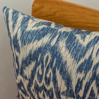 Textured Linen Blend Abstract Ikat Cushion Cover in Marine Blue