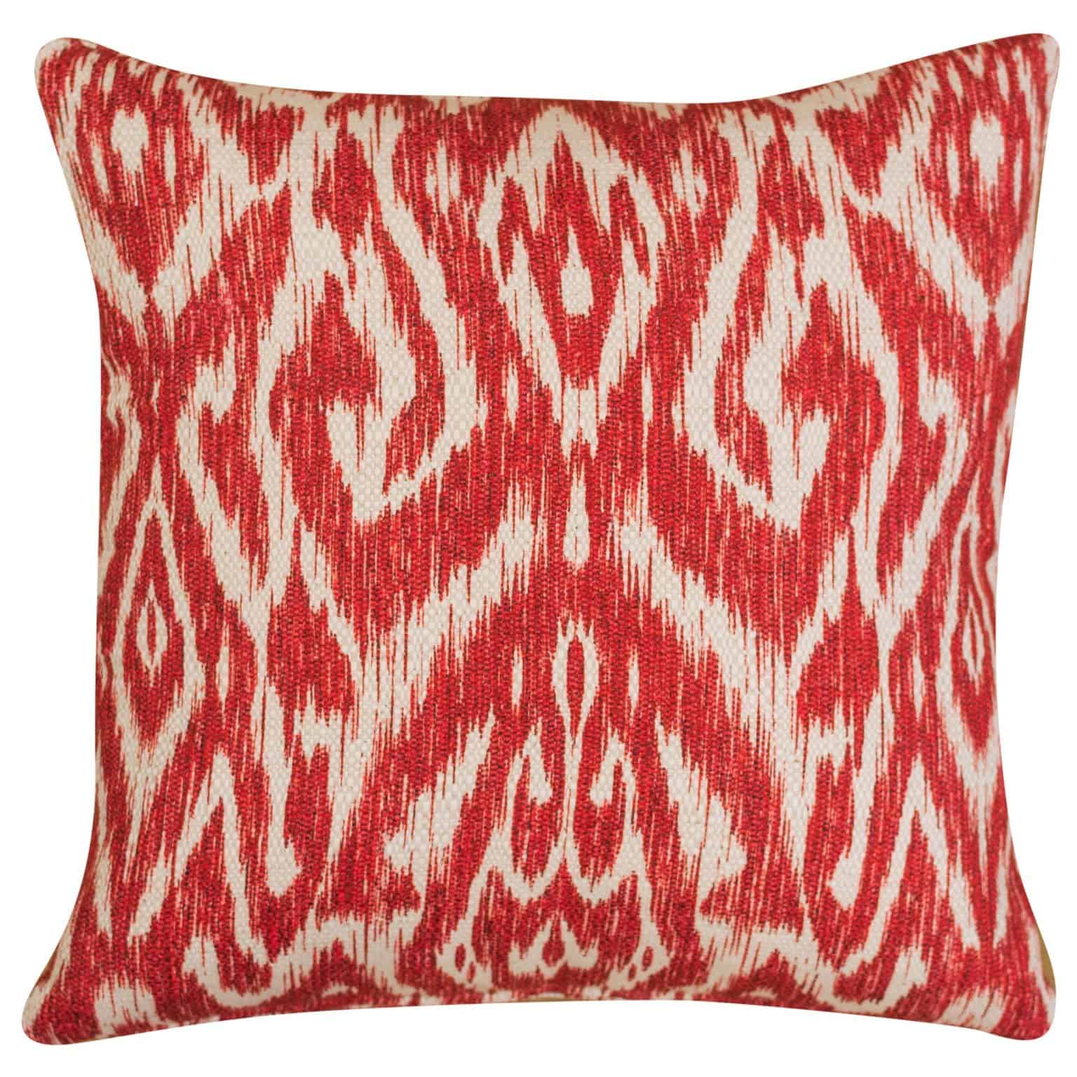 Textured Linen Blend Abstract Ikat Cushion Cover in Red Linen Loft