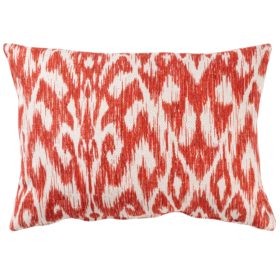 Textured Linen Blend Abstract Ikat Boudoir Cushion Cover in Red