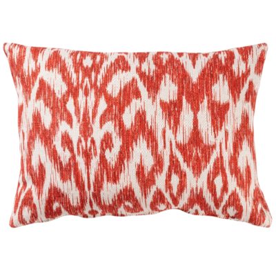 Textured Linen Blend Abstract Ikat Boudoir Cushion Cover in Red