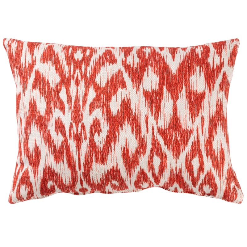 Textured Linen Blend Abstract Ikat Boudoir Cushion Cover in Red