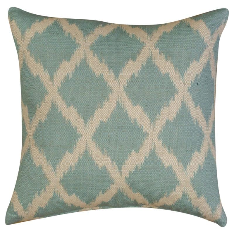 Linen Blend Sky Blue Trellis Pattern Cushion