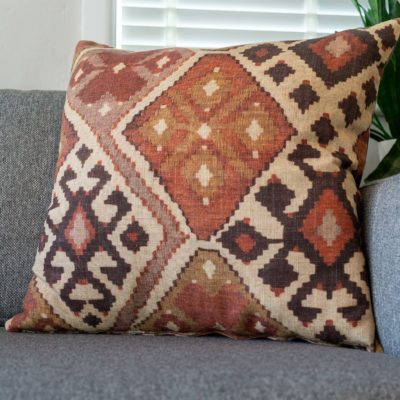 Linen Kilim Extra-Large Cushion in Terracotta
