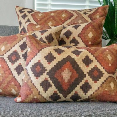 Linen Kilim Extra-Large Cushion in Terracotta
