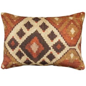 Linen Kilim Boudoir Cushion in Terracotta