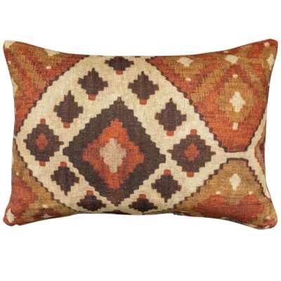 Linen Kilim Boudoir Cushion in Terracotta