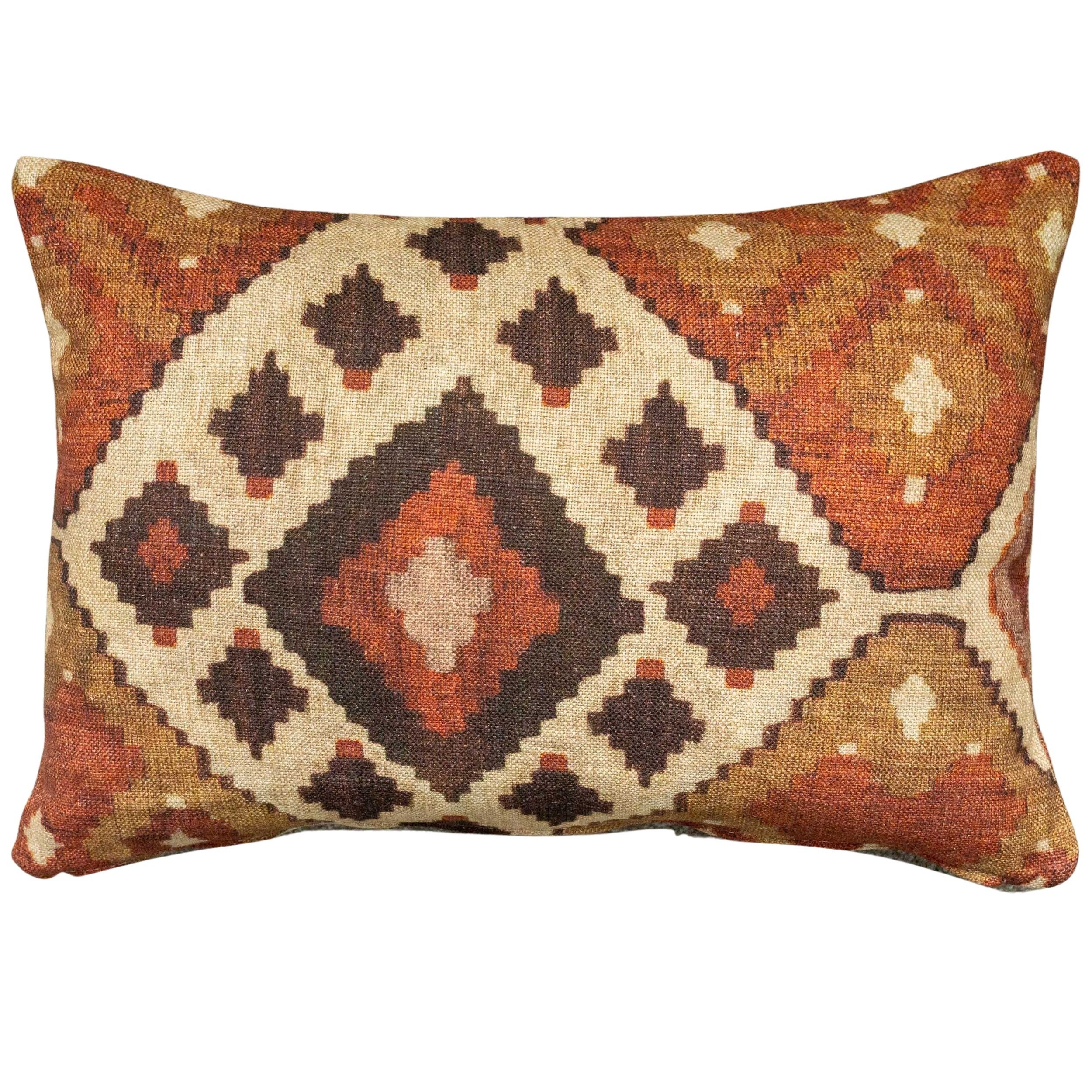 Linen Kilim Boudoir Cushion in Terracotta