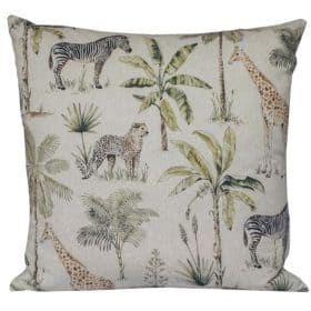 Vintage Linen Look Safari Print Extra-Large Cushion