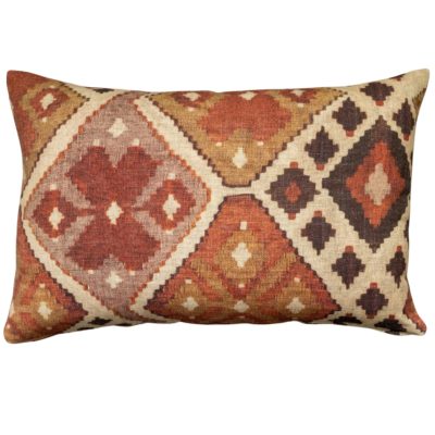 Linen Kilim XL Rectangular Cushion in Terracotta