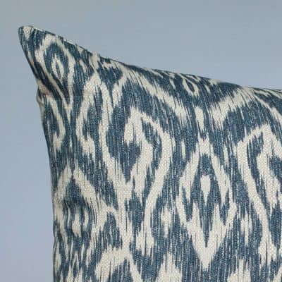 Textured Linen Blend Abstract Ikat Extra-Large Cushion in Marine Blue