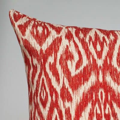 Textured Linen Blend Abstract Ikat Extra-Large Cushion in Red