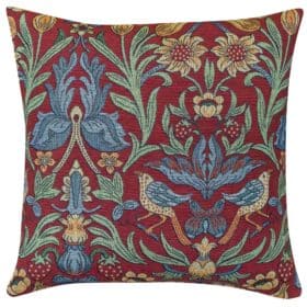 Manor Garden Tapestry Cushion in Red