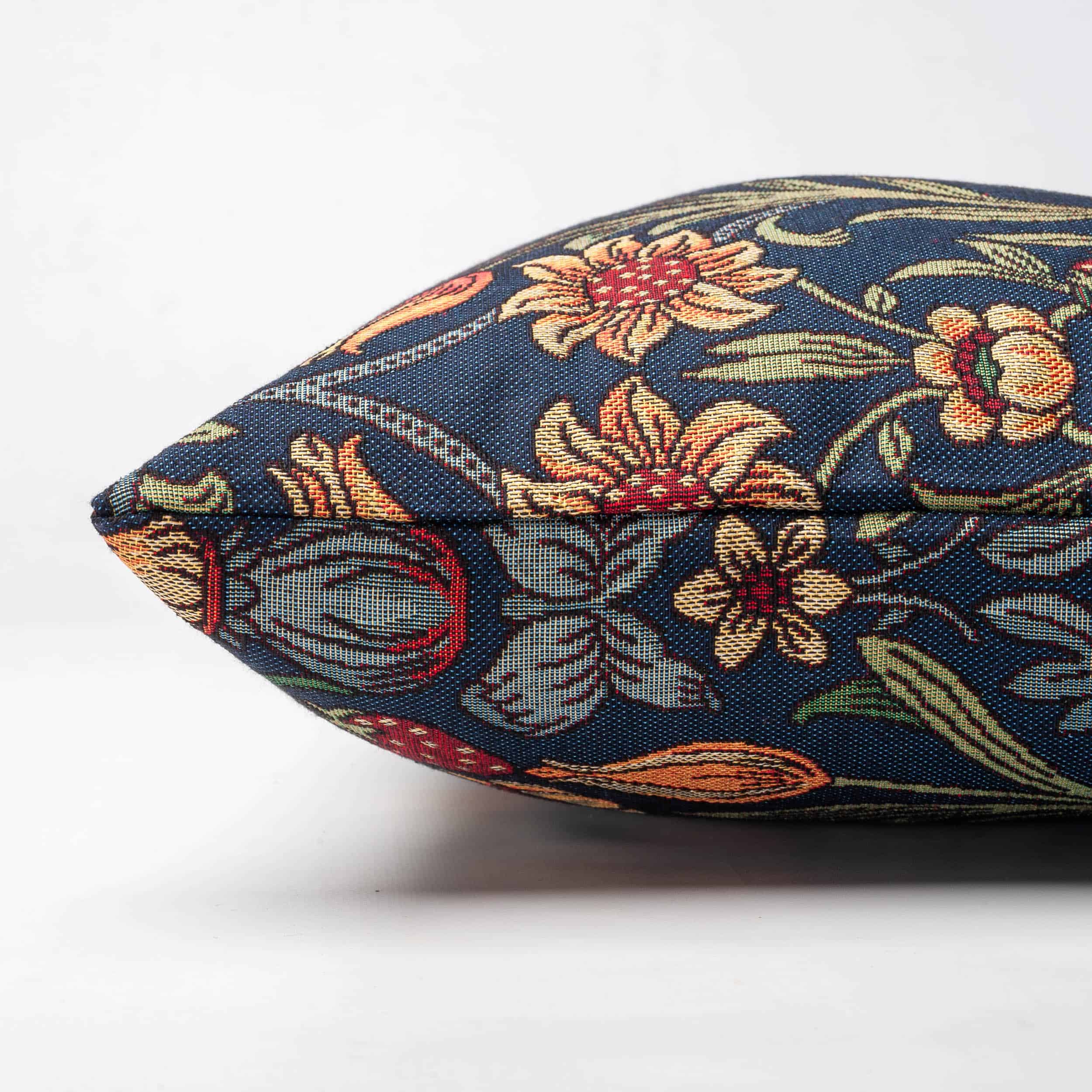 Manor Garden Tapestry XL Rectangular Cushion in Indigo Blue