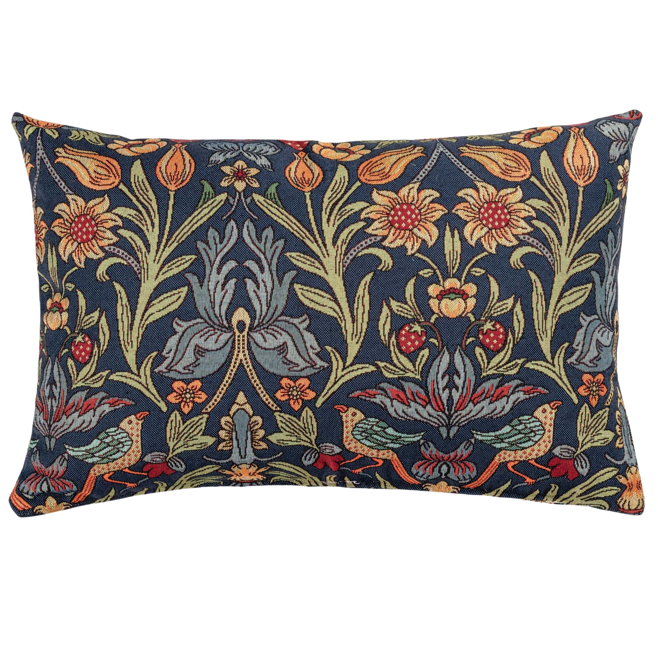 Manor Garden Tapestry XL Rectangular Cushion in Indigo Blue
