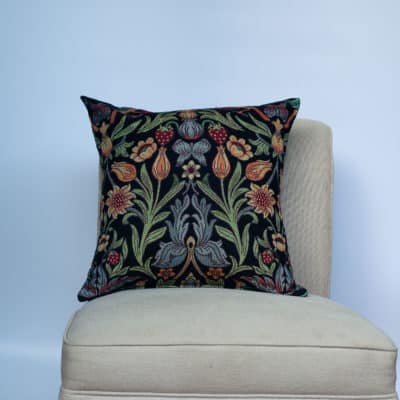 Manor Garden Tapestry Cushion in Black