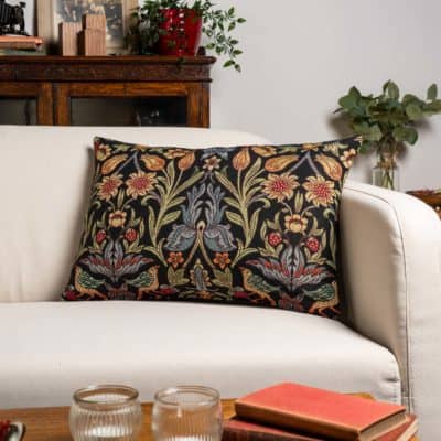 Manor Garden Tapestry XL Rectangular Cushion in Black