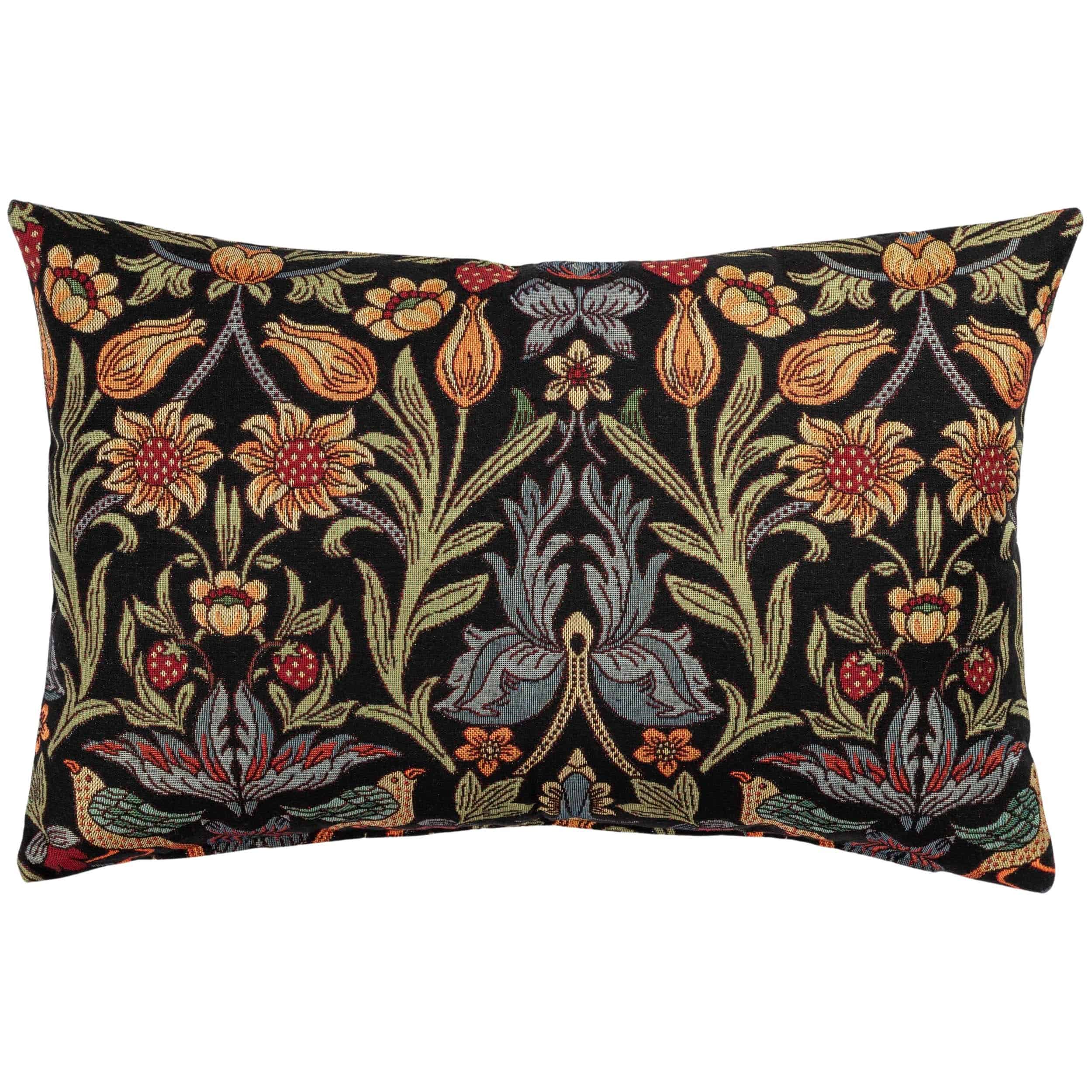 Manor Garden Tapestry XL Rectangular Cushion in Black