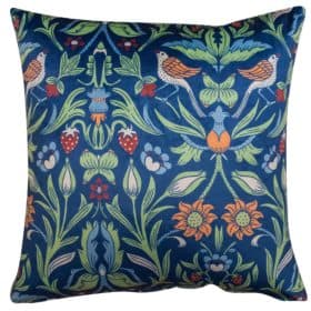 Manor Garden Velvet Cushion in Marine Blue