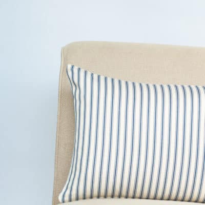 Nautical Cotton Ticking Stripe Boudoir Cushion in Navy