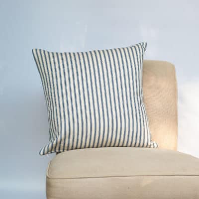Nautical Cotton Ticking Stripe Cushion in Navy